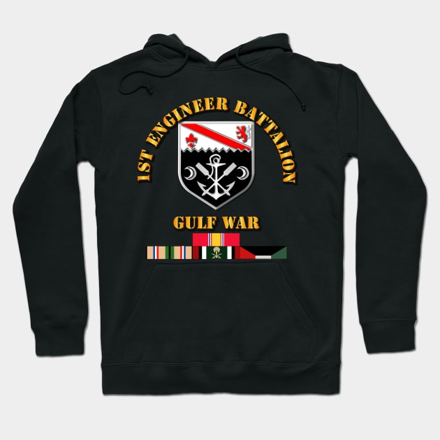 1st Engineer Bn w Gulf War Svc Ribbons Hoodie by twix123844